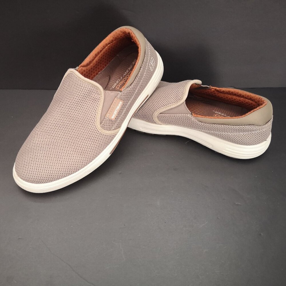 Skechers Men's Size 8 Taupe Air-Cooled Memory Foam Classic Fit Slip On Shoes